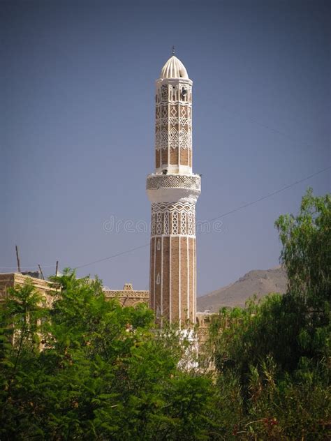 Minater of Mahdi Abbas Mosque Aka Qubbat Al-Mahdi Mosque in the Old City of Sanaa, Yemen Stock ...