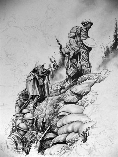 pencil drawing of world war 1 paul ballard | Military drawings, Military artwork, Drawings