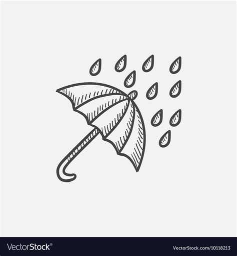 Rain and umbrella sketch icon Royalty Free Vector Image