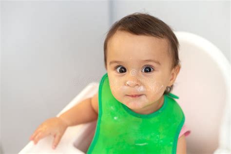 Happy Funny Face of a Toddler after Eating Milk Stock Photo - Image of ...