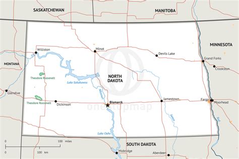 Vector Map of North Dakota political | One Stop Map