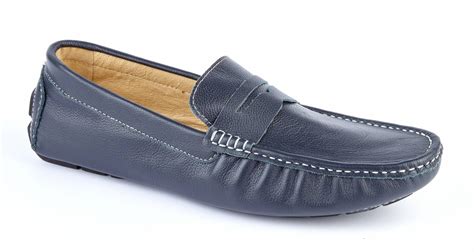 Navy Leather Driving Shoes | Blue Mens Shoes | Draper of Glastonbury