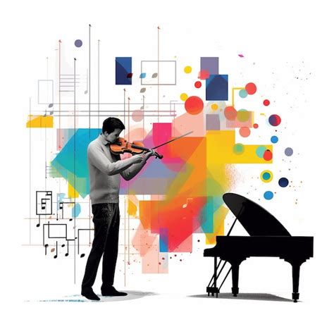 Premium AI Image | a man playing violin in front of a colorful background with a picture of a ...