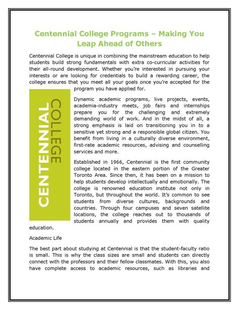 Centennial college programs – making you leap ahead of others by ...