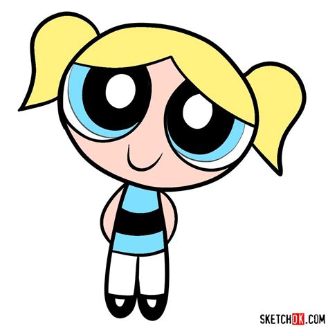 How to draw shy Bubbles - The Powerpuff Girls - Sketchok easy drawing guides