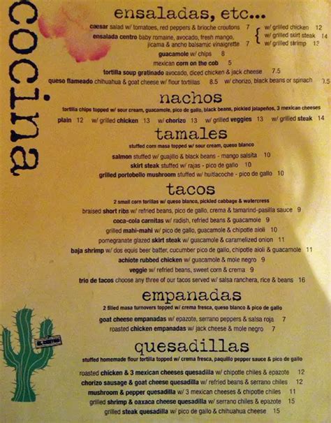 El Centro Menu, Menu for El Centro, Hell's Kitchen, New York City - Urbanspoon/Zomato