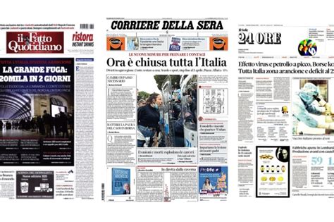 Mix of worry and hope: Italian newspapers on coronavirus lockdown ...