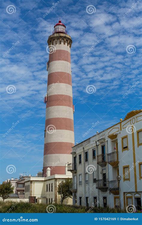 Lighthouse of Praia Da Barra, Also Known As the Aveiro Lighthouse Stock ...