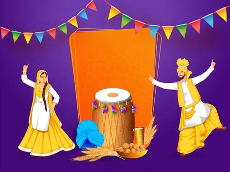 Premium Vector | Illustration of punjabi festival baisakhi or vaisakhi with a happy punjabi ...