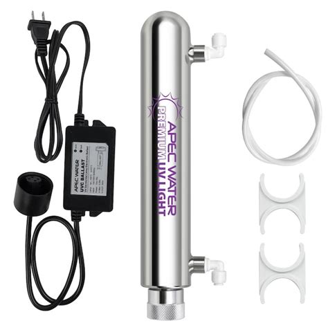 APEC Water UG-UVSET-1-4-SS UV Kit with 1/4-in Quick Connect Ultraviolet ...