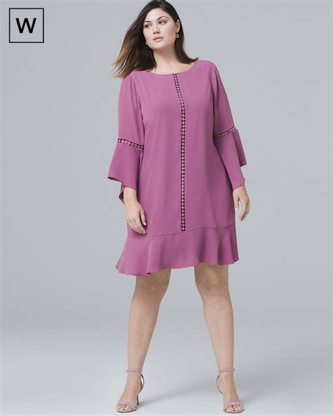 Lace Blue Bell-Sleeve Shift Dress | Women's Plus Size