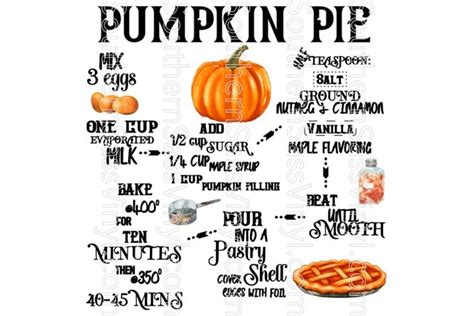 Pumpkin Pie Recipe -Ready to Print Design