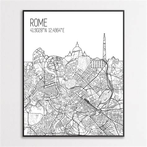 Rome Map Print Map of Rome Rome Canvas Rome Italy Rome - Etsy