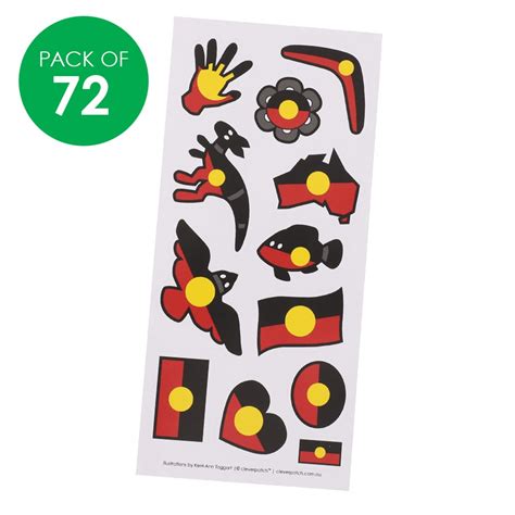 Indigenous Designed Aboriginal Flag Stickers - Pack of 72 - CleverPatch | CleverPatch - Art ...