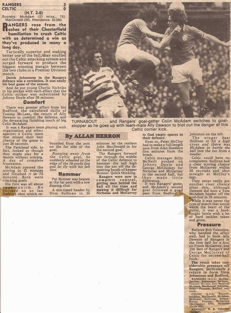 1980-11-01: Rangers 3-0 Celtic, Premier Division – The Celtic Wiki