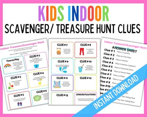 Indoor Treasure Hunt Scavenger Hunt Scavenger Hunt for Kids - Etsy