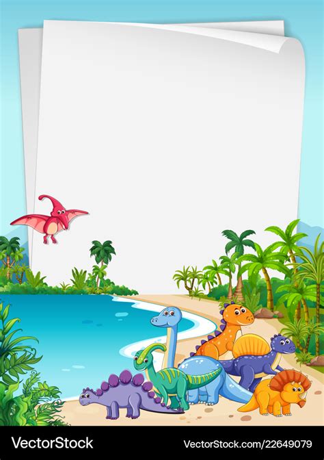 Dinosaur in nature paper theme Royalty Free Vector Image