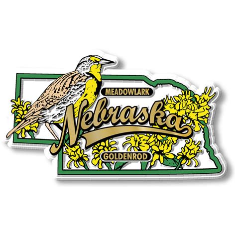 Nebraska State Bird and Flower Map Magnet by Classic Magnets