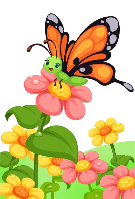 cute butterfly on colorful flowers 618967 Vector Art at Vecteezy