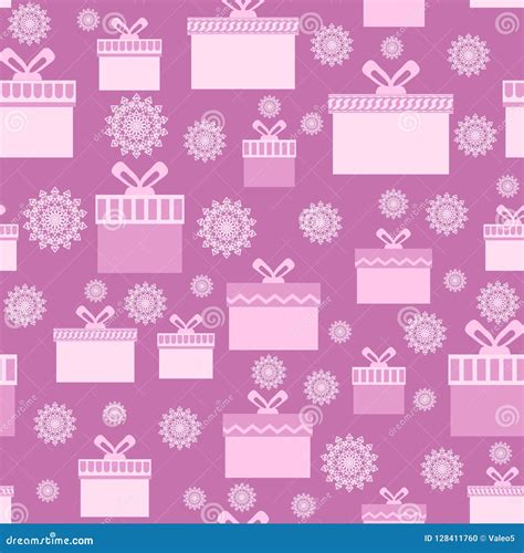 Pink Wrapping Christmas Seamless Paper with Boxes and Snowflakes for ...