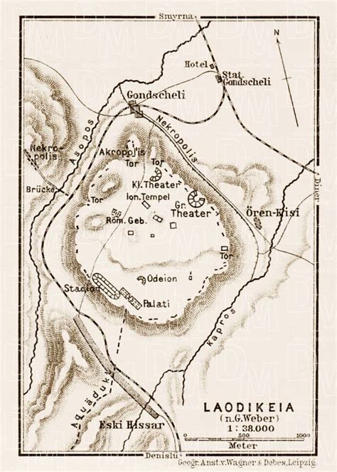 Old map of the site of ancient Laodicea on the Lycus in 1914. Buy ...