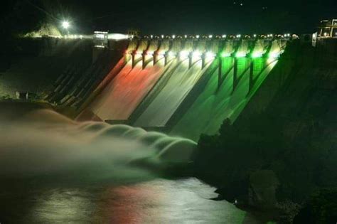 Salal Dam (J & K) illuminated in tricolour on the evening of 74th #IndependenceDay #jayhind