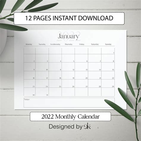 Etsy Printable Calendar - Printable Templates