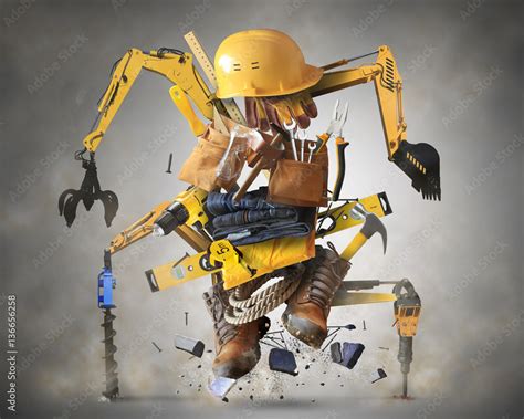 Building tools and equipment like a constructiion robot Stock Photo ...