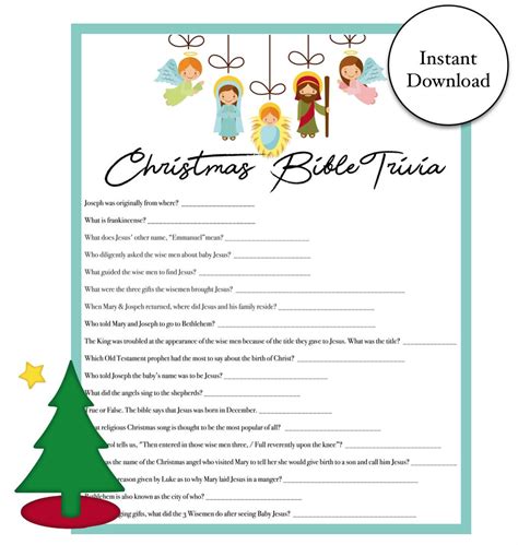 Christmas Bible Trivia Game Instant Download Holiday Party Games - Etsy | Christmas bible trivia ...