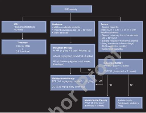 Algorithm for the management of systemic lupus erythematosus. Treatment ...