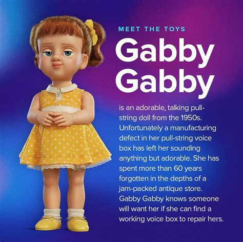 The Doll Gabby from Toy Story 4. | Disney movie characters, Disney animator doll, Toy story