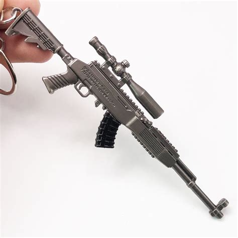 12cm FPS PUBG Game 7.62mm Bullet Weapon Model SKS Key Chain Sniper Rifle Alloy Gun Keychain for ...