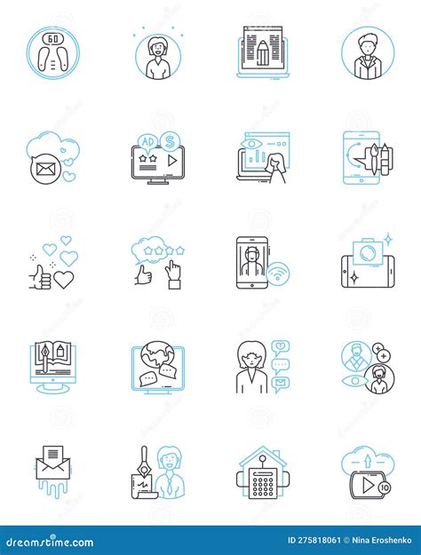 Communication Plan Linear Icons Set. Strategy, Messaging, Channels ...