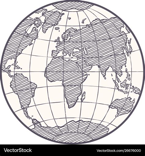 World map globe sketch Royalty Free Vector Image