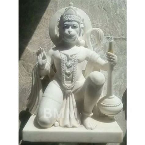 Marble Ashirvad Hanuman Bajrangbali Statue 12 Inches to 6 Foot (Multicolour/White/With ...