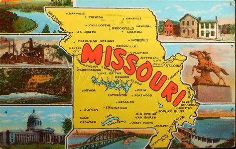 Mid-Century Map Postcard - Missouri by Yesterdays-Paper on DeviantArt