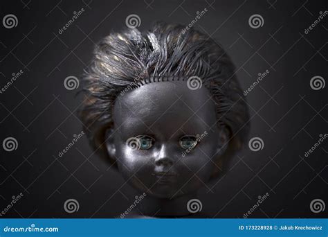 Creepy doll in the dark stock photo. Image of pain, baby - 173228928