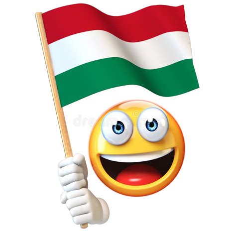 Emoji Holding Hungarian Flag, Emoticon Waving National Flag of Hungary ...