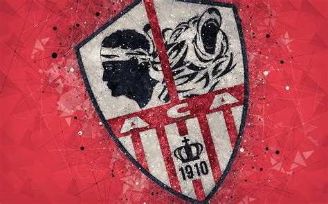 AC Ajaccio logo, geometric art, French football club, red abstract ...