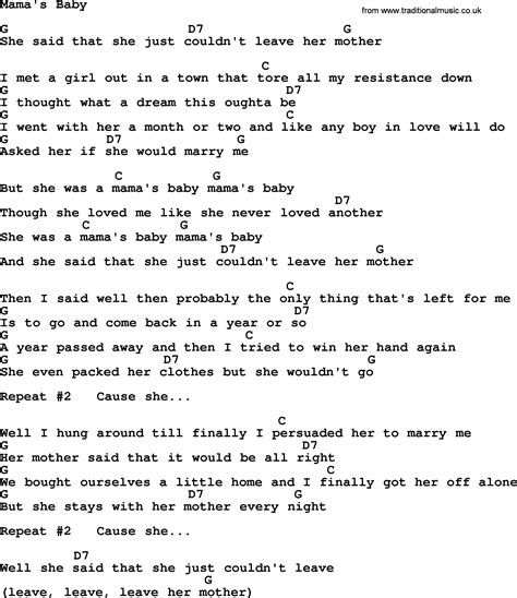 Johnny Cash song: Mama's Baby, lyrics and chords