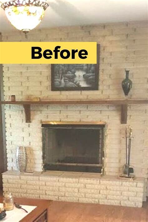 DIY Before and After Fireplace Remodel Idea | Diy fireplace, Brick fireplace makeover, Fireplace ...