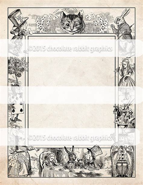 Alice in Wonderland Clip Art Border Printable Digital Download - Etsy