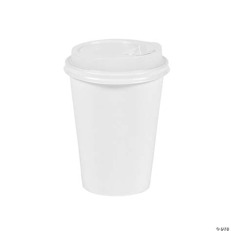 White Paper Coffee Cups with Lids - 24 Ct. | Oriental Trading