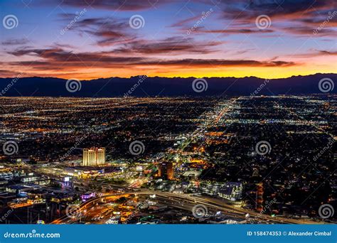 Las Vegas, Nevada, USA - Sunset Over the City Skyline Editorial Stock Photo - Image of neon ...