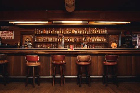 Cowboy saloon western retro bar empty interior | Premium AI-generated image