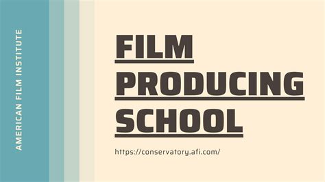 Film Production School - American Film Institute by American Film ...