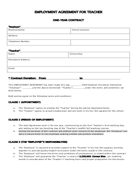 FREE 10+ Employment Agreement Contract Samples in PDF | MS Word | Google Docs | Pages