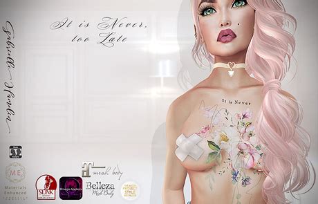 Second Life Marketplace - ♥.::GH::.♥ It Is Never Too Late - Tattoo - Floral Band