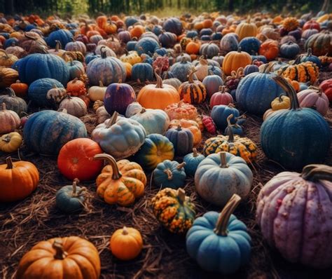 Premium AI Image | A colorful autumn pumpkin patch