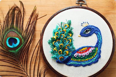 My peacock hand embroidery hoop art : r/peacocks